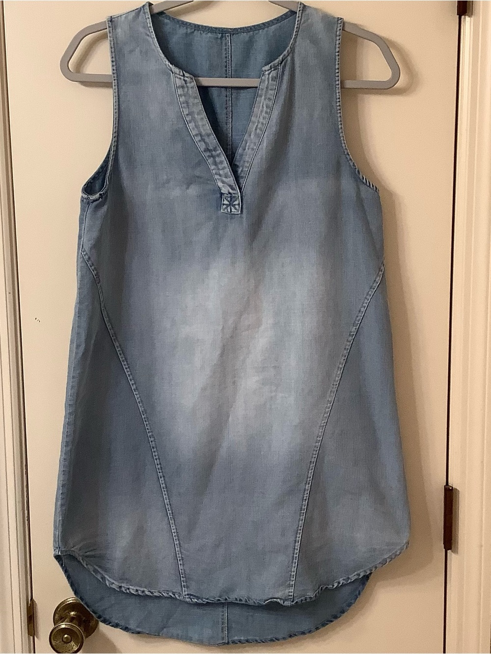 Light Wash Denim Tunic Tank Dress